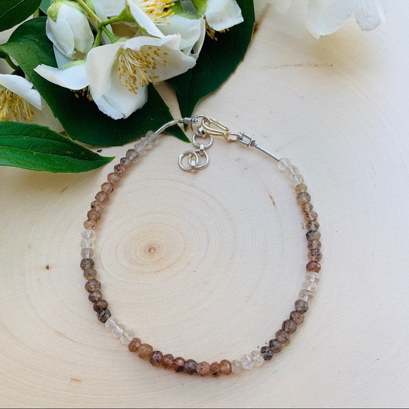 Quartz bracelet genuine gemstone sterling silver bracelet - Picture 2 of 6